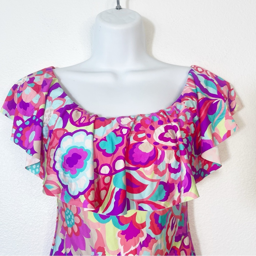 NEW Trina Turk Ruffle Off the Shoulder One Piece Swimsuit Size 6 - Picture 3 of 8
